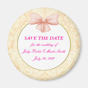 Pink Bow Save The Date Magnet