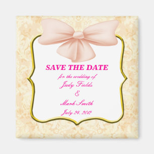Pink Bow Save The Date Magnet