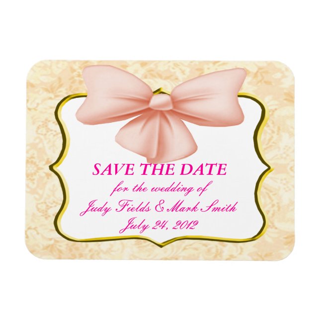Pink Bow Save The Date Magnet (Horizontal)