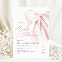 Pink Bow Script Baby Shower