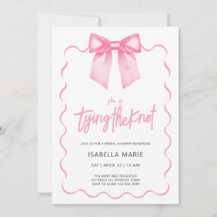 Pink Bow Script Bridal Shower Invitation