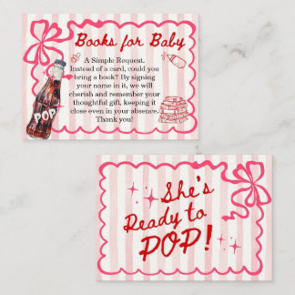 Pink Bow She's Ready to Pop Books for Baby Enclosure Card