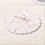 Pink Bow She's Tying the Knot<br><div class="desc">Elegant blush pink bow paper coasters</div>