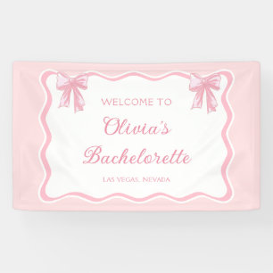 Pink Bow Shes Tying the Knot Bachelorette Party Banner