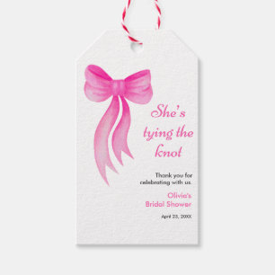 Pink Bow She's Tying the Knot Bridal Shower Gift Tags