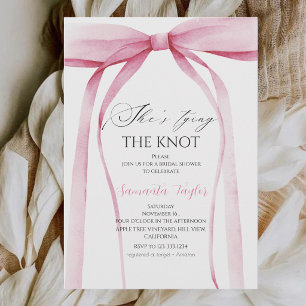 Pink Bow She's Tying the Knot Bridal Shower Invitation