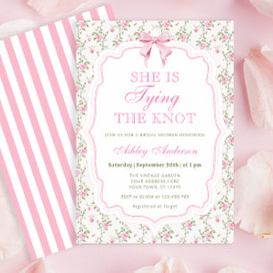 Pink Bow She's Tying the Knot Bridal Shower Invitation