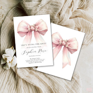 Pink Bow She's Tying The Knot Bridal Shower Invitation