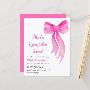 Pink Bow She's Tying the Knot Bridal Shower Invite