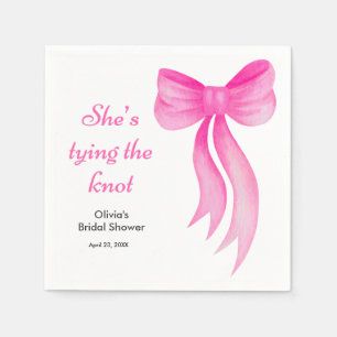Pink Bow She's Tying the Knot Bridal Shower Napkin