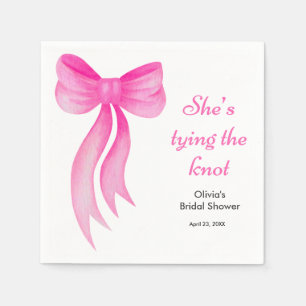 Pink Bow She's Tying the Knot Bridal Shower Napkin