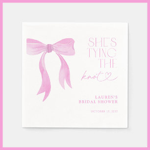 Pink Bow She's Tying The Knot Bridal Shower Napkin
