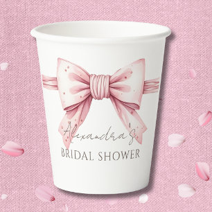 Pink Bow Shes Tying the Knot Bridal Shower Paper Cups
