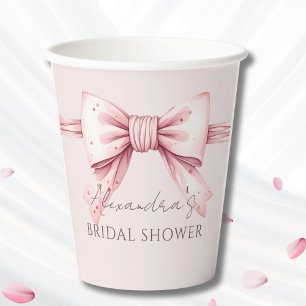 Pink Bow Shes Tying the Knot Bridal Shower Paper Cups