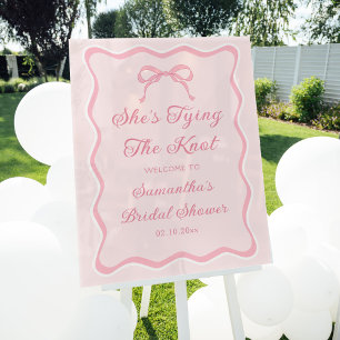 Pink Bow Shes Tying the Knot Bridal Shower Welcome Acrylic Sign