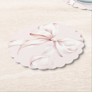  Pink Bow She's Tying the Knot Paper Coaster