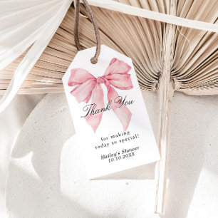 Pink Bow Shes Tying The Knot Thank You Favour Tags