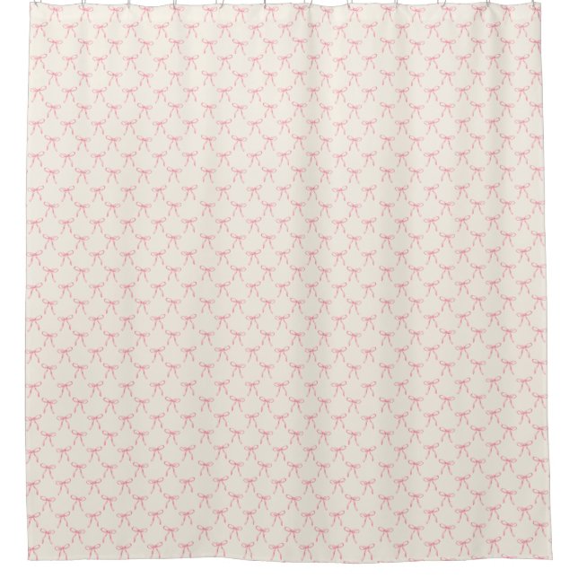 Pink bow shower curtain (Front)
