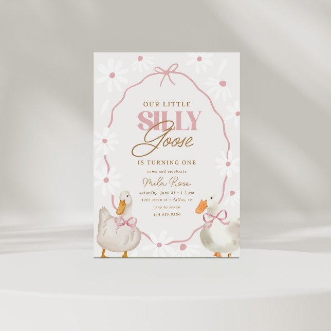 Pink Bow Silly Goose Coquette Birthday Invitation (Creator Uploaded)