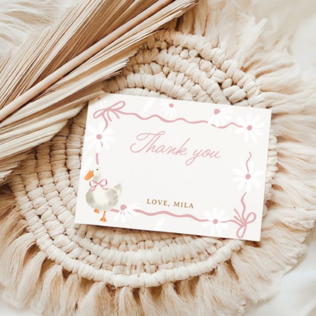 Pink Bow Silly Goose Coquette Birthday Thank You Card (Creator Uploaded)