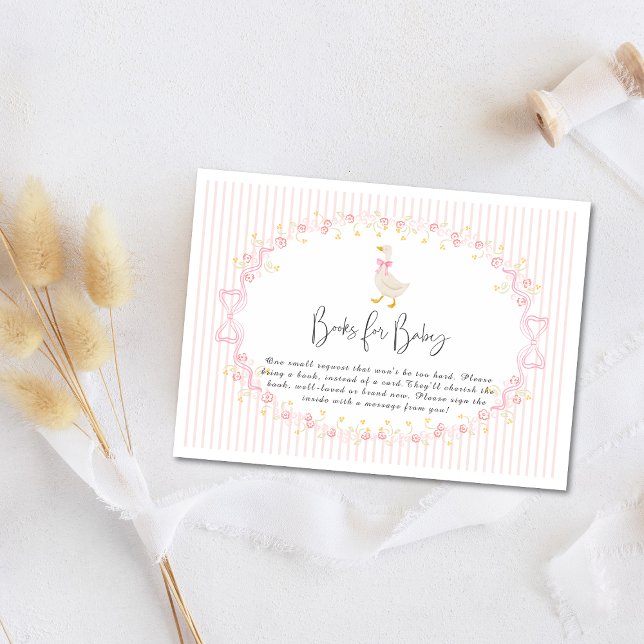 Pink Bow Silly Goose Coquette Gingham Baby Enclosure Card (Creator Uploaded)