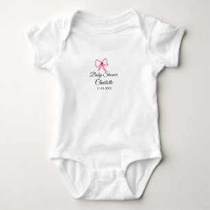 PINK BOW SIMPLE BABY SHOWER ADD NAME DATE MINIMAL BODYSUIT
