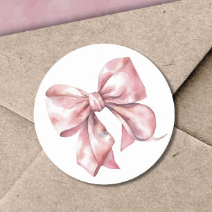 Pink Bow Simple Bridal Or Baby Shower Classic Round Sticker