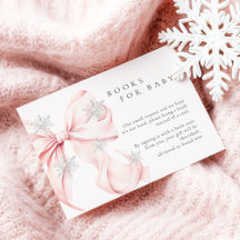 Pink Bow Snowflakes Baby Shower Books for Baby
