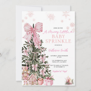 Pink Bow Snowflakes Nutcracker Baby Sprinkle Invitation