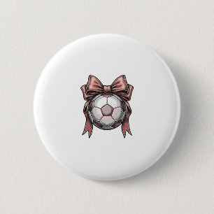 Pink Bow Soccer Ball Vintage 6 Cm Round Badge