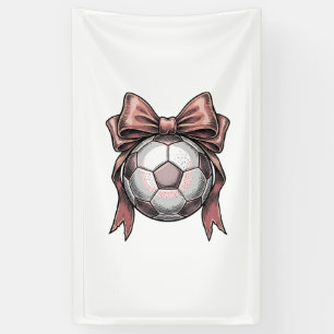 Pink Bow Soccer Ball Vintage Banner
