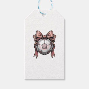 Pink Bow Soccer Ball Vintage Gift Tags