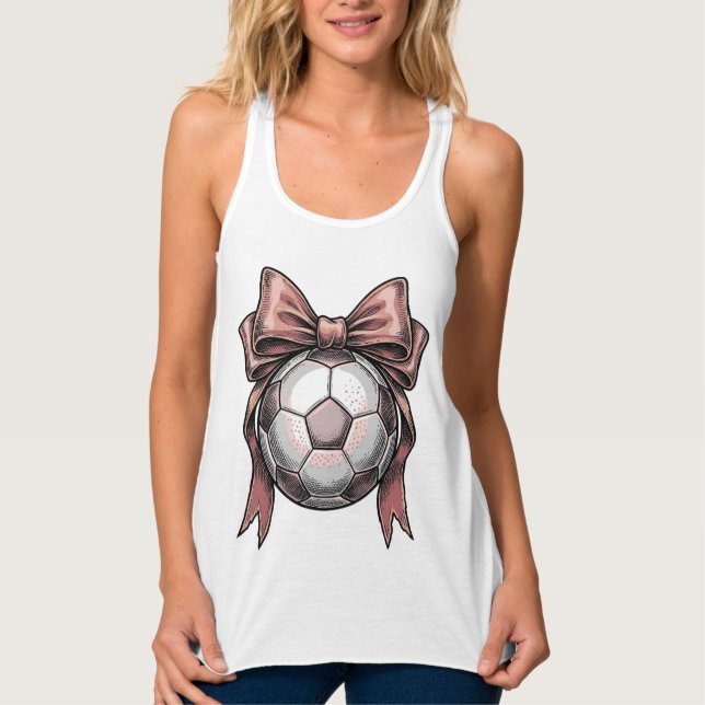 Pink Bow Soccer Ball Vintage Singlet (Front)