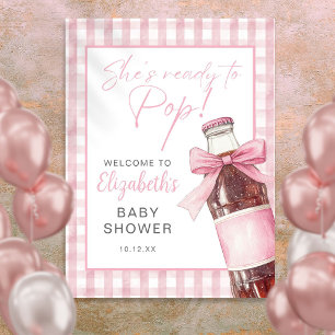 Pink Bow Soda Bottle Baby Shower Welcome Sign