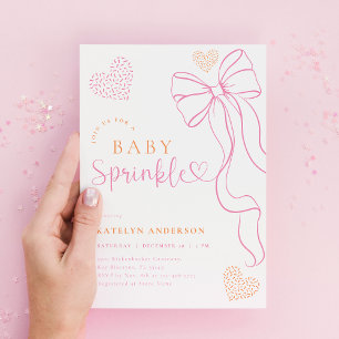 Pink Bow Sprinkle Baby Shower Invitation
