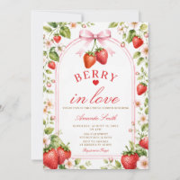 Pink Bow Strawberry Bridal Shower Daisy Floral