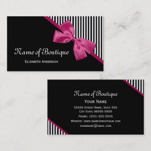 Pink Bow Stripe Boutique Business Card