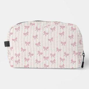Pink Bow Stripe Cosmetic Dopp Kit