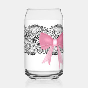 pink bow style can glass