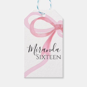Pink Bow Sweet Sixteen Birthdaetiqueta para regalo Gift Tags