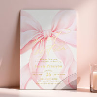 Pink Bow Sweet Sixteen Birthday Foil Invitation