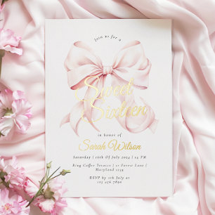 Pink Bow Sweet Sixteen Birthday Foil Invitation