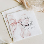 Pink Bow Sweet Sixteen Birthday Napkin<br><div class="desc">Pink Bow Sweet Sixteen Birthday napkins for a modern bow aesthetic 16th birthday celebration</div>
