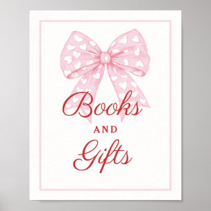 Pink Bow Sweetheart Baby Shower Books and Gifts Poster