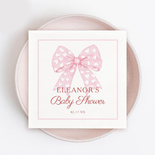 Pink Bow Sweetheart Baby Shower Napkin