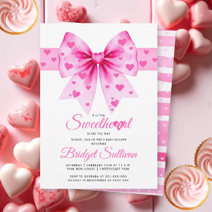 PInk Bow Sweetheart girl Valentine's Baby shower Invitation