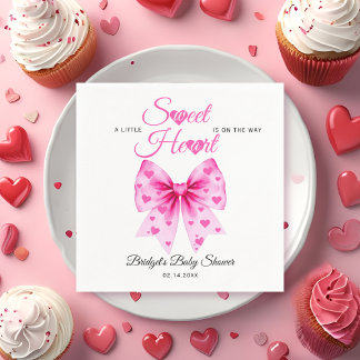 PInk Bow Sweetheart girl Valentine's Baby shower  Napkin