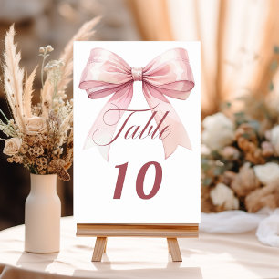 Pink bow table number