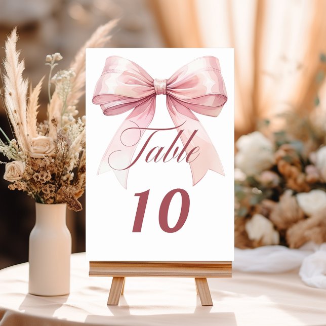 Pink bow table number (Creator Uploaded)
