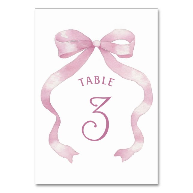 Pink Bow Table Number (Front)